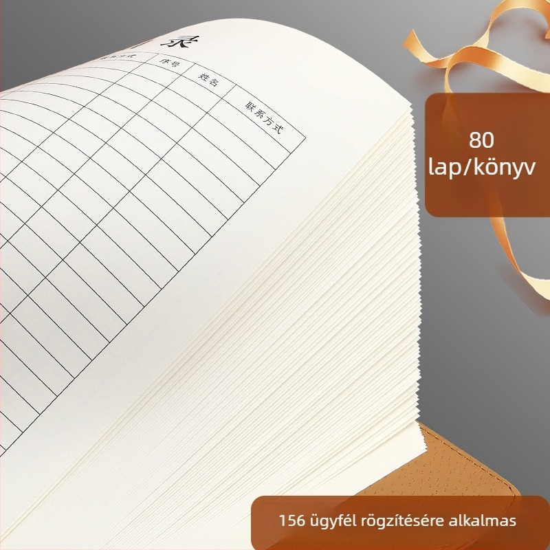 Szépségszalon ügyfélnyilvántartó jegyzet – tagsági regisztráció és ügyfél adatok, PU borító, gyűrűs kötés, 100–200 oldal