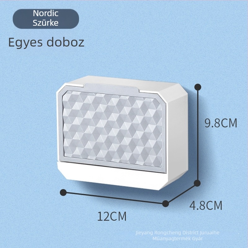 Fali szappan doboz, dupla rekesz, fedéllel, fúrás nélkül, vízelvezetés, fürdőszobába és mosáshoz