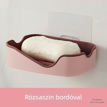 Inklinált nyílású kétszintes szappan-doboz, két színű PP, falra szerelhető ívelt kivitel