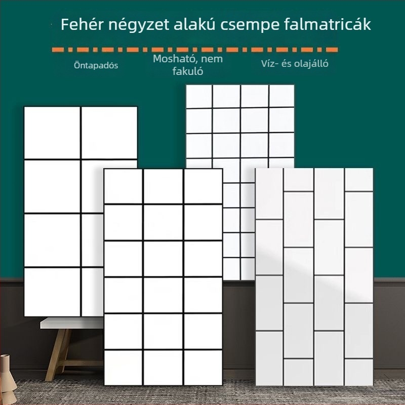 Öntapadós falmatrica márványhatású csempe mintával, konyhába és fürdőszobába, vízálló