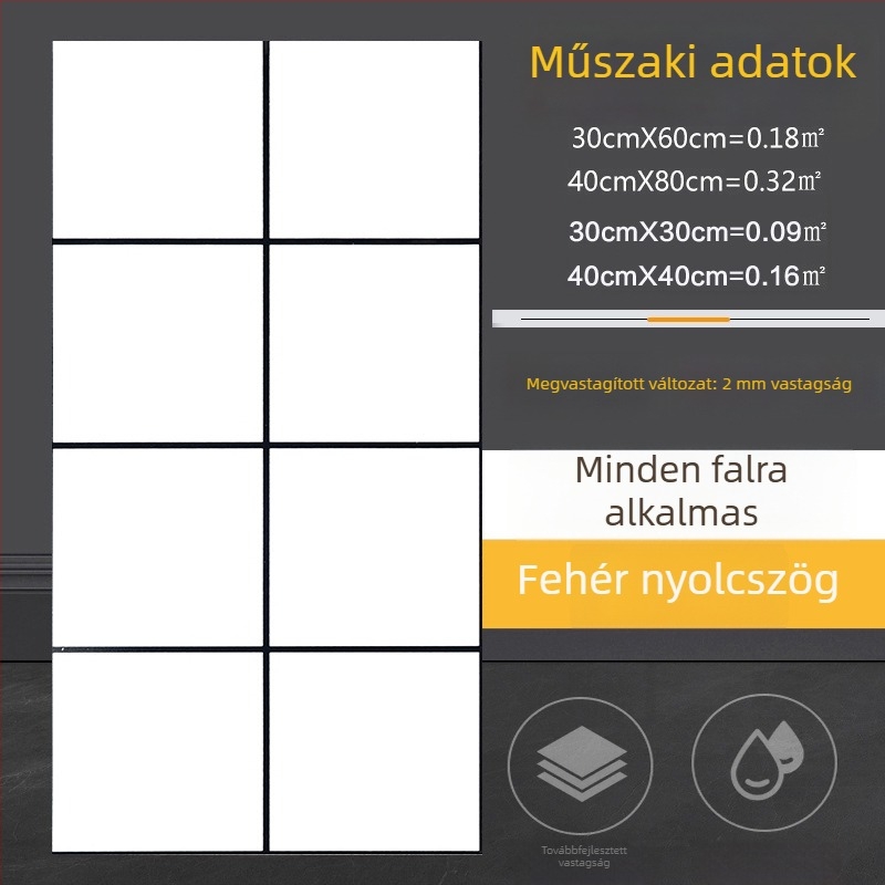 Öntapadós falmatrica márványhatású csempe mintával, konyhába és fürdőszobába, vízálló