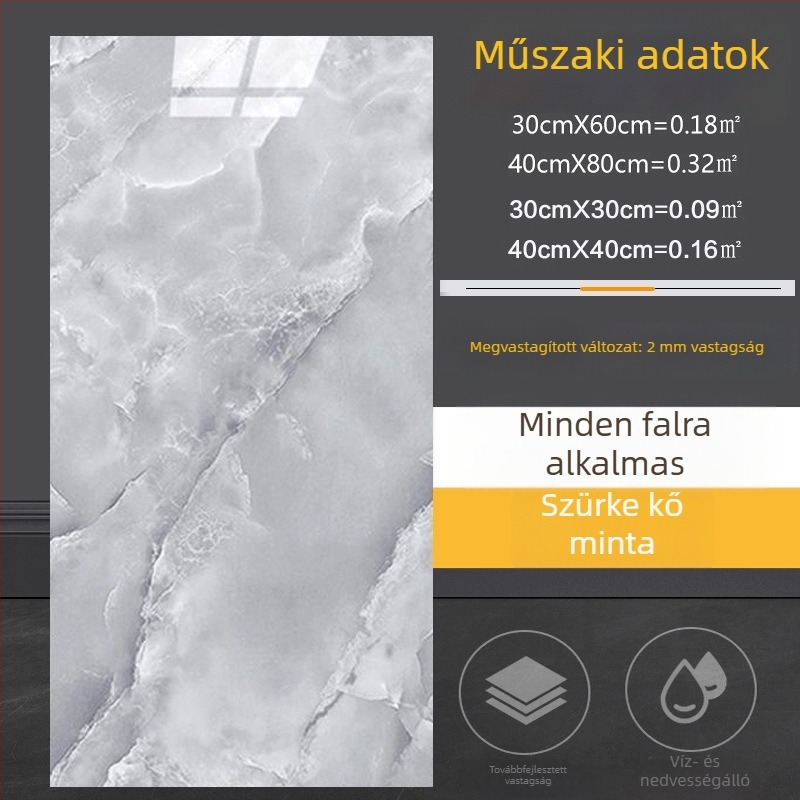 Öntapadós falmatrica márványhatású csempe mintával, konyhába és fürdőszobába, vízálló