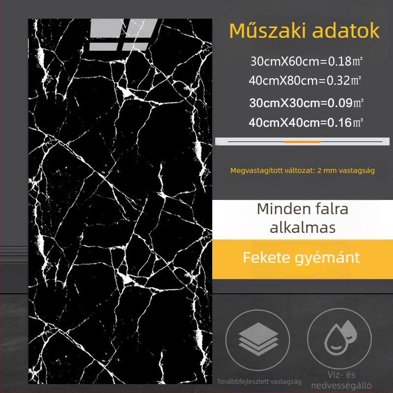 Öntapadós falmatrica márványhatású csempe mintával, konyhába és fürdőszobába, vízálló