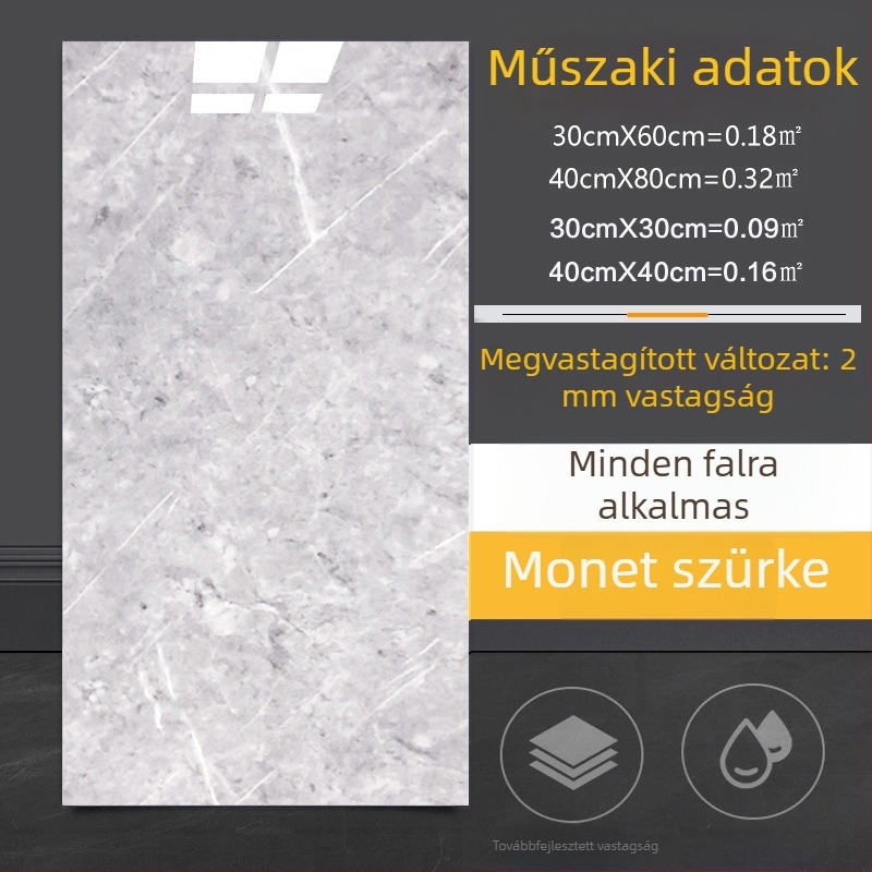 Öntapadós falmatrica márványhatású csempe mintával, konyhába és fürdőszobába, vízálló