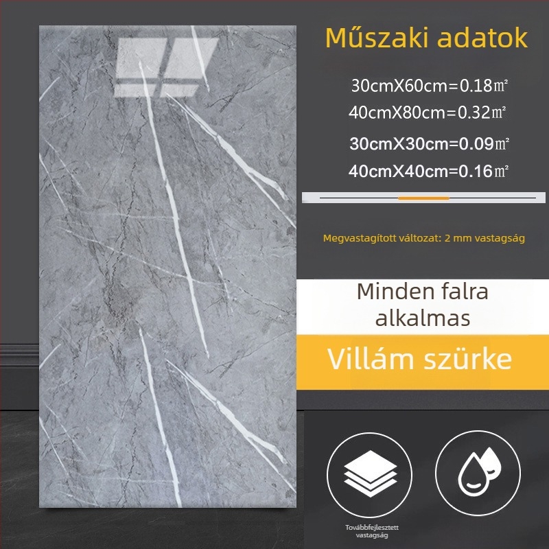 Öntapadós falmatrica márványhatású csempe mintával, konyhába és fürdőszobába, vízálló