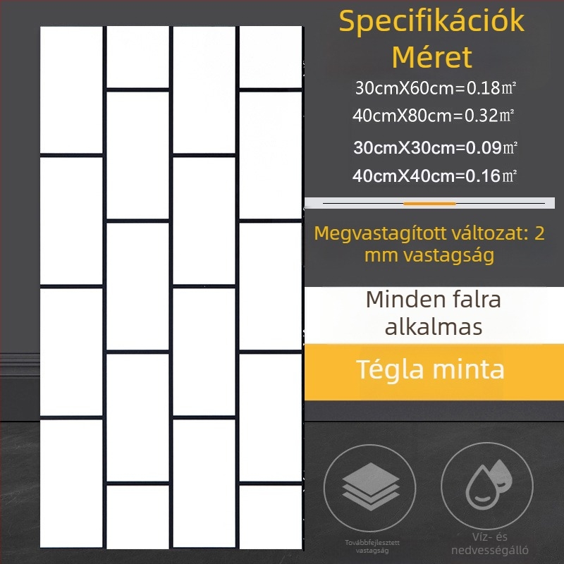 Öntapadós falmatrica márványhatású csempe mintával, konyhába és fürdőszobába, vízálló