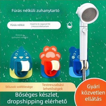 Fúrásmentes, állítható zuhanytartó karikatúra stílusú falra tapadó polc mophoz