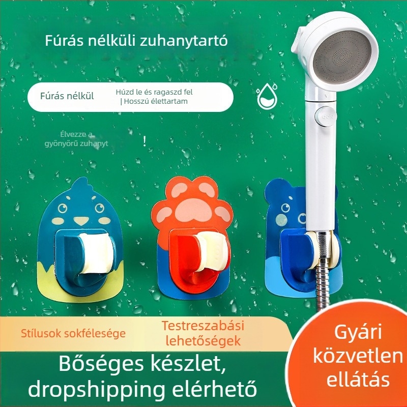 Fúrásmentes, állítható zuhanytartó karikatúra stílusú falra tapadó polc mophoz