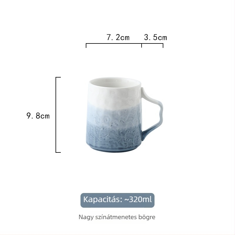 Otthoni melegvíz-készlet kerámiás bögrével, kék-fehér gradienttel