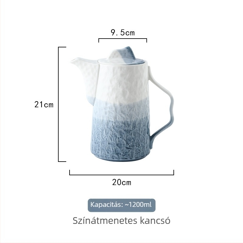 Otthoni melegvíz-készlet kerámiás bögrével, kék-fehér gradienttel