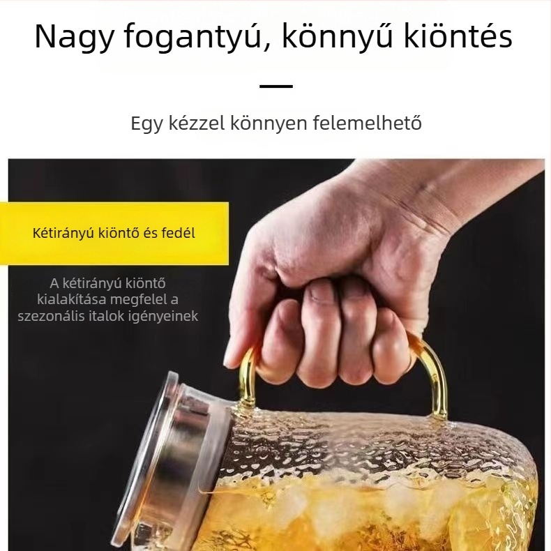 Vastagított, hőálló hidegvíz-kanna kalapács mintával - otthoni italokhoz való készlet kanna és pohár