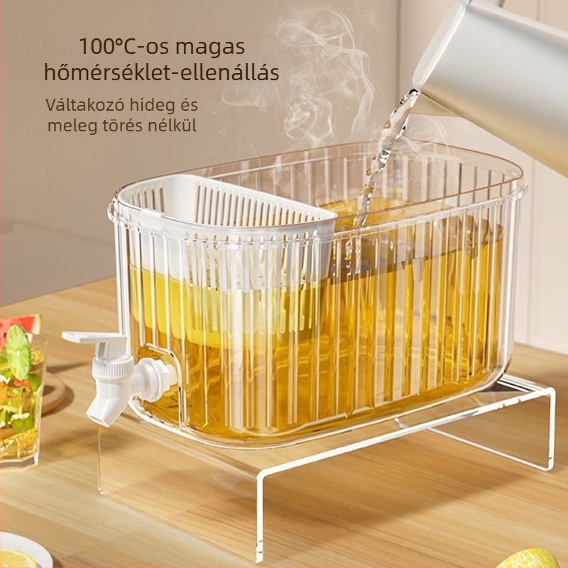 Családi használatra szánt hideg víz kancsó csappal és szűrővel, nagy kapacitású tartály gyümölcsteához és hűtött italokhoz