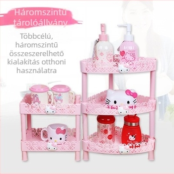 Háromszintes műanyag tárolóállvány — asztali rendező konyhához és fürdőszobához