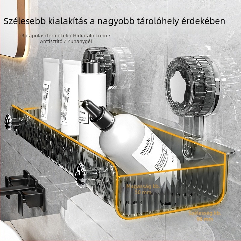 PET anyagú sarok fürdőszobai polc, falra szerelhető, fúrás nélküli, mosdóhoz