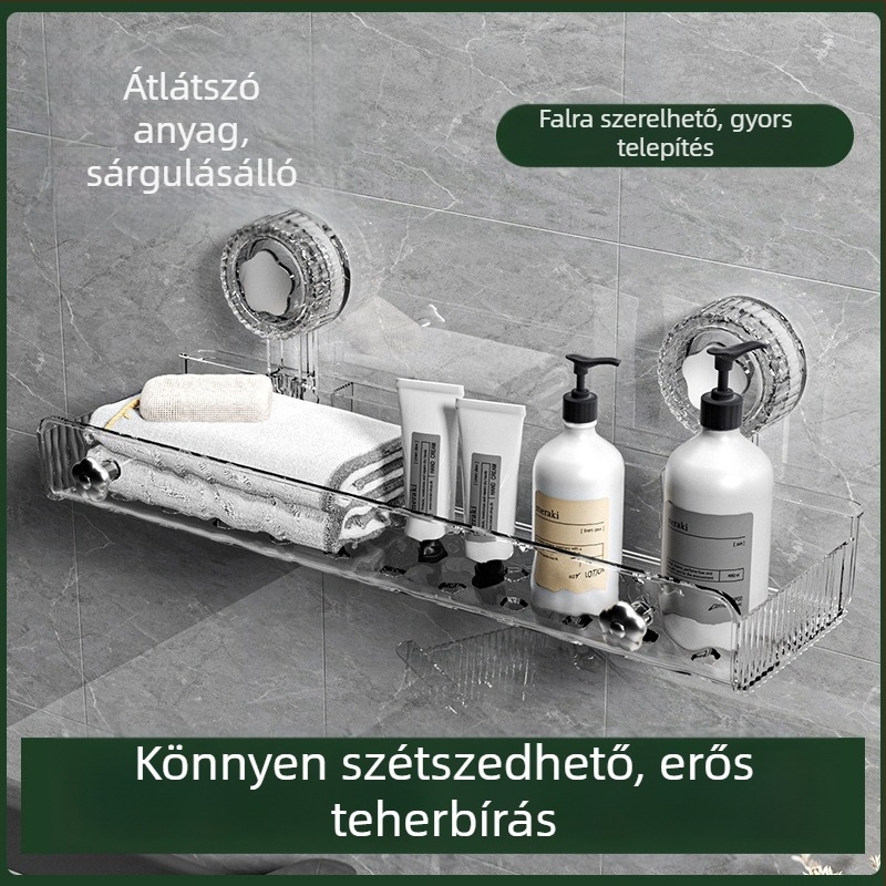 PET anyagú sarok fürdőszobai polc, falra szerelhető, fúrás nélküli, mosdóhoz