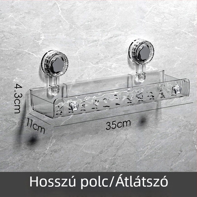 PET anyagú sarok fürdőszobai polc, falra szerelhető, fúrás nélküli, mosdóhoz
