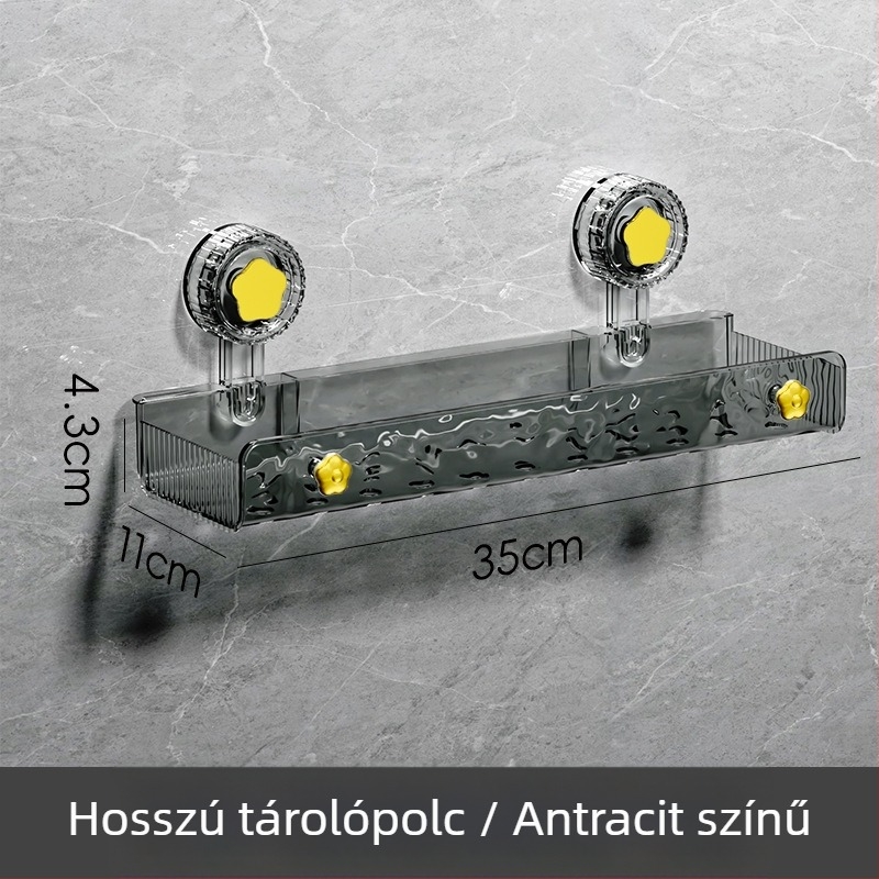 PET anyagú sarok fürdőszobai polc, falra szerelhető, fúrás nélküli, mosdóhoz