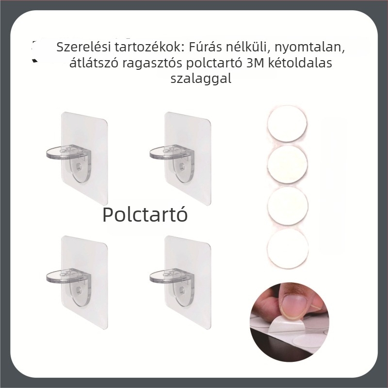Lyukmentes akril falra szerelhető sarok tároló fürdőszobába
