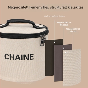 Minimalista Chanel-stílusú sminktáska, hordozható, nagy kapacitású; utazótáska a bőrápolási termékek számára az asztalon.