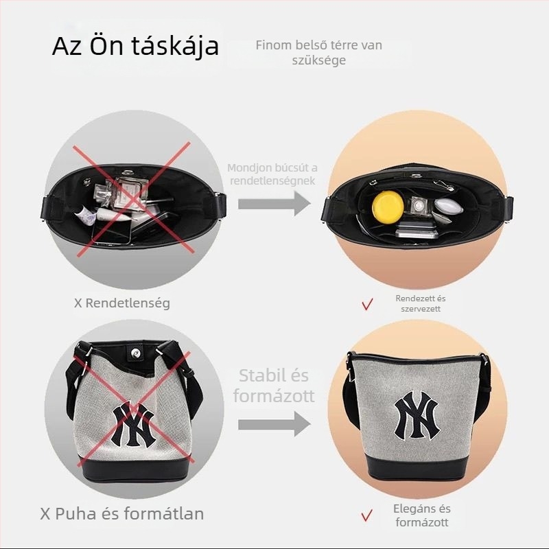 MLB tote táskához való belső bélés, középméretű szervező cipzáros belső, forma megtartó bélés