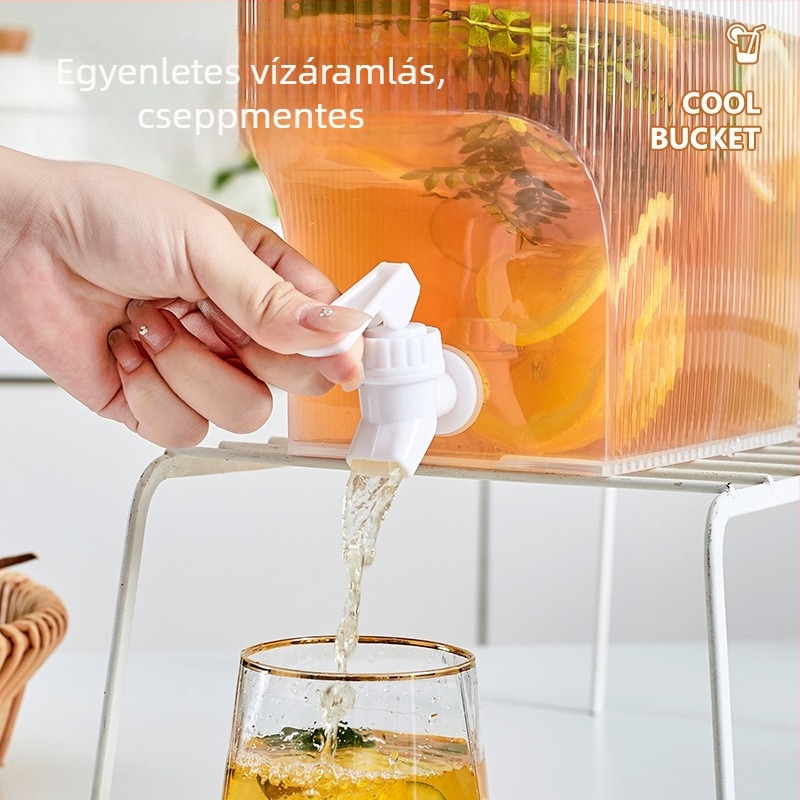 Családi hidegvíz-tartály beépített csappal, nagy kapacitású üveg gyümölcstea és hideg italok számára