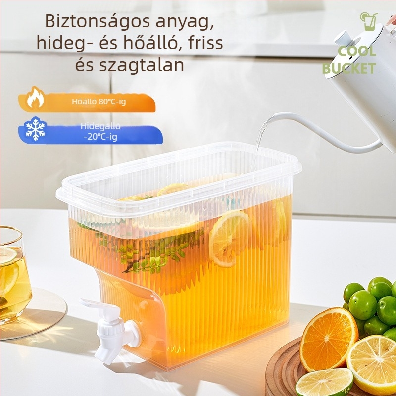 Családi hidegvíz-tartály beépített csappal, nagy kapacitású üveg gyümölcstea és hideg italok számára