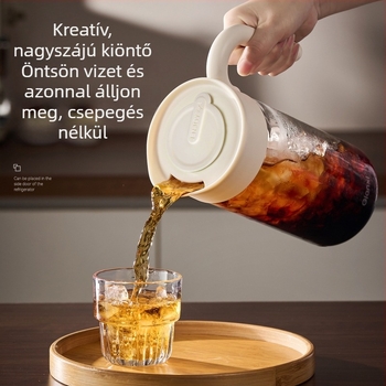 Üvegből készült hideg kávéfőző kanna, nagy kapacitású, hőálló, ideális tea, gyümölcslevek és hideg víz készítéséhez