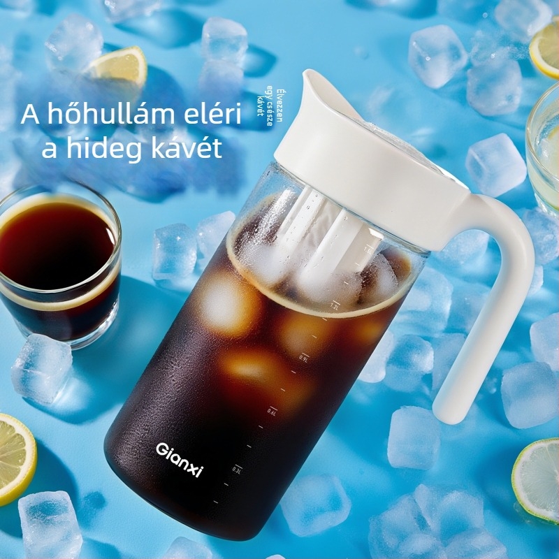 Üvegből készült hideg kávéfőző kanna, nagy kapacitású, hőálló, ideális tea, gyümölcslevek és hideg víz készítéséhez