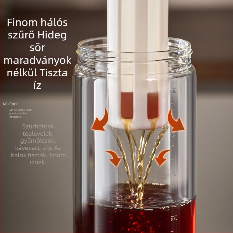 Üvegből készült hideg kávéfőző kanna, nagy kapacitású, hőálló, ideális tea, gyümölcslevek és hideg víz készítéséhez