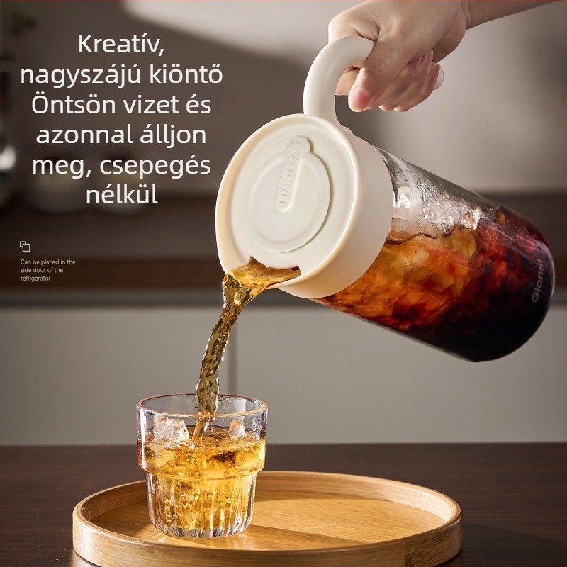 Üvegből készült hideg kávéfőző kanna, nagy kapacitású, hőálló, ideális tea, gyümölcslevek és hideg víz készítéséhez