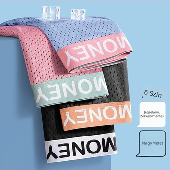 Férfi nyári Ice Silk hálós boxeralsó, lélegző, középmagas derekú, varrás nélküli