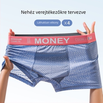 Férfi nyári Ice Silk hálós boxeralsó, lélegző, középmagas derekú, varrás nélküli