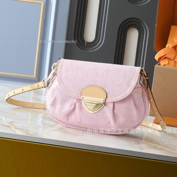 Rózsaszínű denim-kanvas honalj alatti női crossbody táska, klasszikus virágmintával, magas minőségű