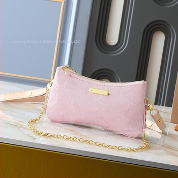 Rózsaszínű denim-kanvas honalj alatti női crossbody táska, klasszikus virágmintával, magas minőségű