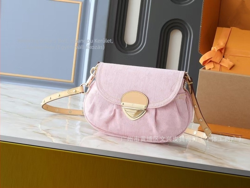 Rózsaszínű denim-kanvas honalj alatti női crossbody táska, klasszikus virágmintával, magas minőségű