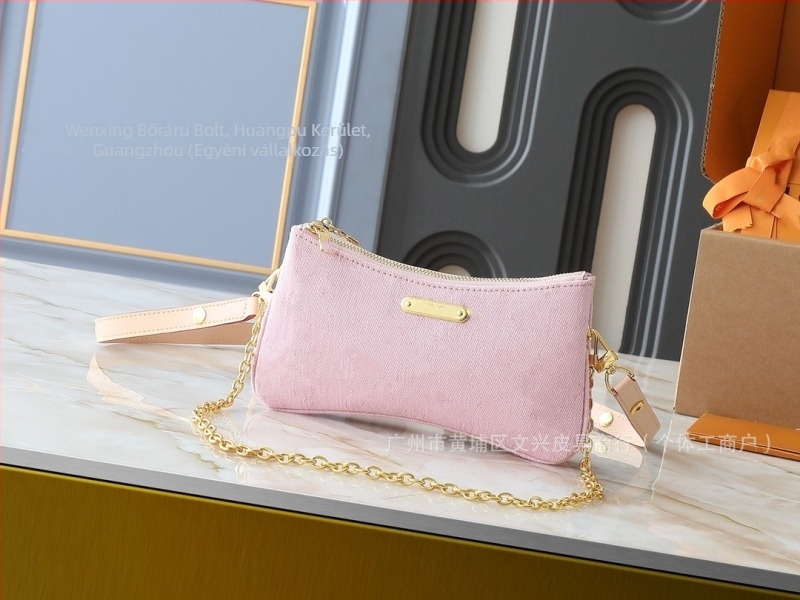 Rózsaszínű denim-kanvas honalj alatti női crossbody táska, klasszikus virágmintával, magas minőségű