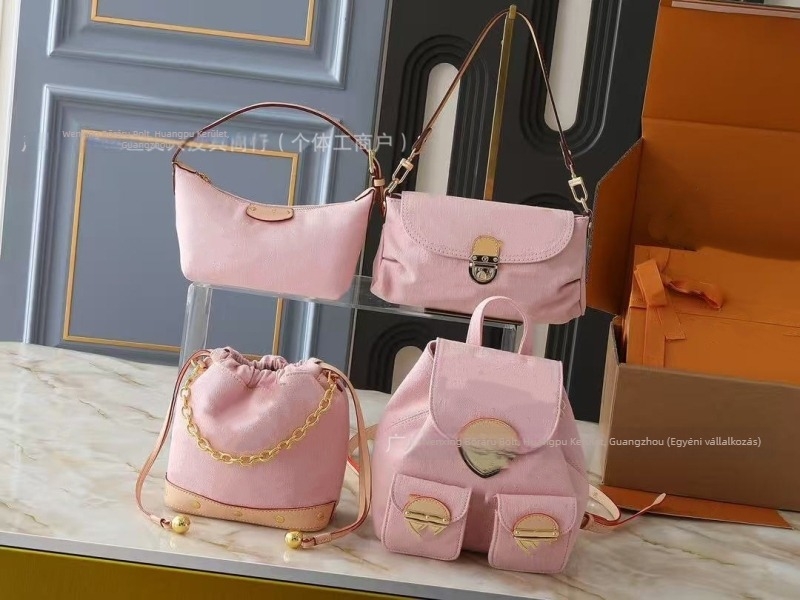 Rózsaszínű denim-kanvas honalj alatti női crossbody táska, klasszikus virágmintával, magas minőségű