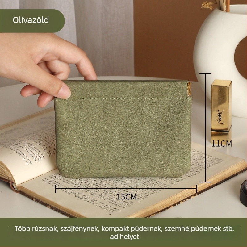 PU bőr adatkábeltároló táska automatikus záródással, többfunkciós utazási szervező kábelekhez, vezetékes fülhallgatókhoz és töltőkhöz, kozmetikumokhoz és rúzs