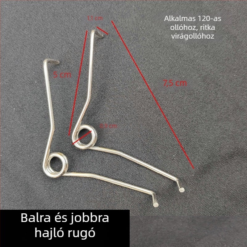 Vas rugók metszőollóhoz, V alakú rugók bal és jobb oldalhoz, rugóalkatrészek