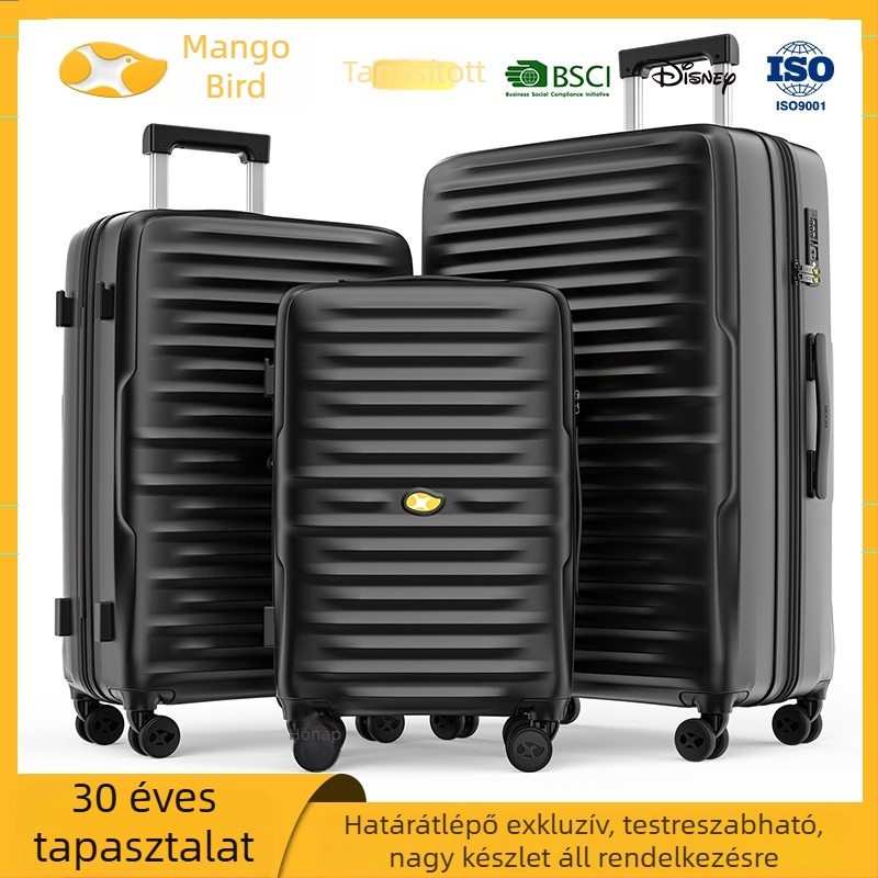 PC anyagú nagy kapacitású utazóbőrönd üzleti utazásokhoz, 20/24/28 hüvelyk, bővíthető, kopásálló, TSA-zár, 360° kerekek, uniszex, modell M20, poliészter belső, csíkos, retro stílus