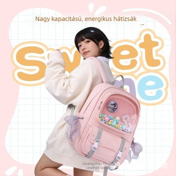 Vízálló, nagy kapacitású, átlátszó iskolai hátizsák, japán stílusú, lányoknak