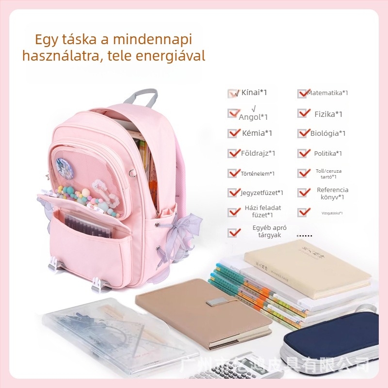 Vízálló, nagy kapacitású, átlátszó iskolai hátizsák, japán stílusú, lányoknak