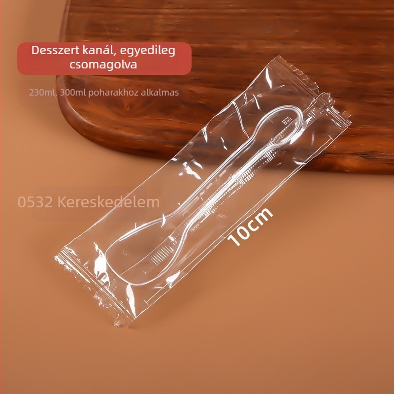 Műanyag egyszer használatos puding pohár, 300 ml, 90U alakú, tej-tea és desszertekhez