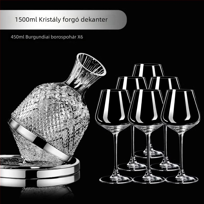 Európai stílusú luxus vörösboros pohárkészlet kristály dekanterrel és burgundi típusú magas lábú poharakkal otthoni használatra
