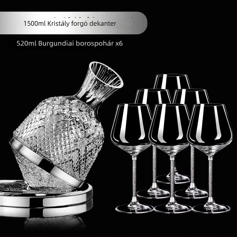 Európai stílusú luxus vörösboros pohárkészlet kristály dekanterrel és burgundi típusú magas lábú poharakkal otthoni használatra