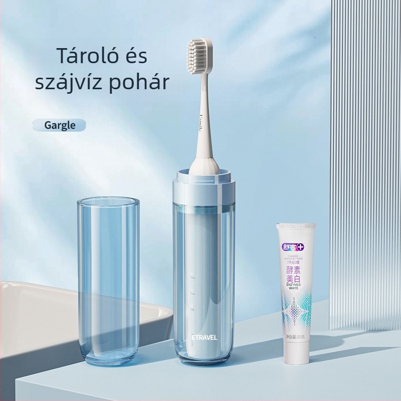 Hordozható elektromos fogkefetartó készlet szájvíz pohárral és öblítő pohárral