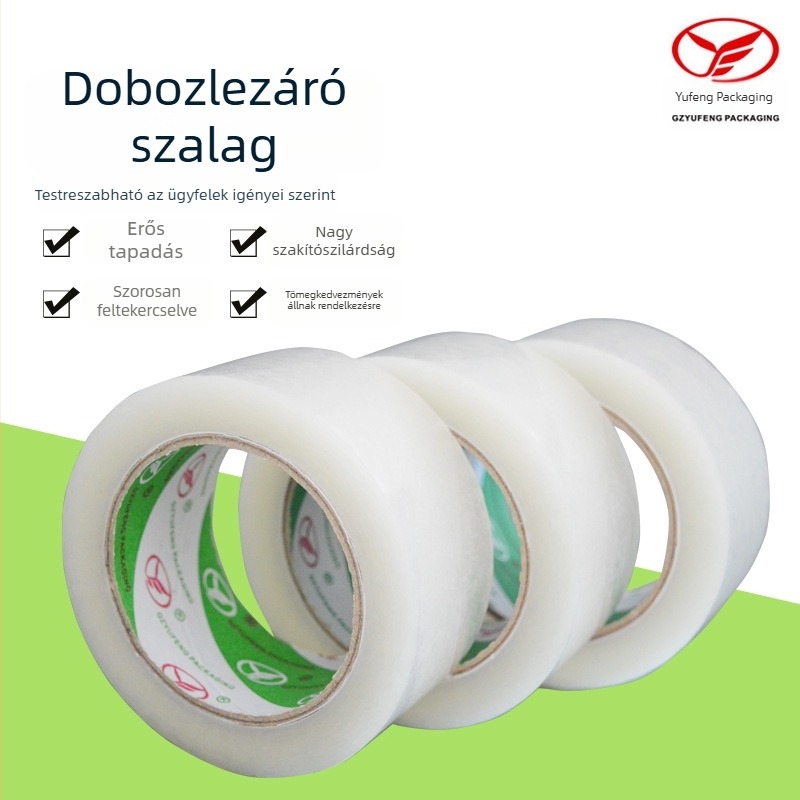 BOPP csomagoló szalag, átlátszó, nagy tapadóerő és erős húzáserő