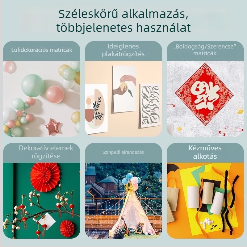 Átlátszó, magas tapadású akril kétoldalas ragasztószalag a falra történő rögzítéshez, nano pöttyös ragasztódekorációkhoz (model JL705 JL704 JL703 JL702)
