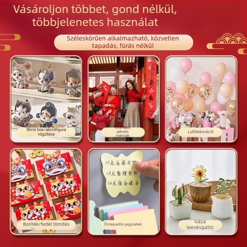 Átlátszó, magas tapadású akril kétoldalas ragasztószalag a falra történő rögzítéshez, nano pöttyös ragasztódekorációkhoz (model JL705 JL704 JL703 JL702)