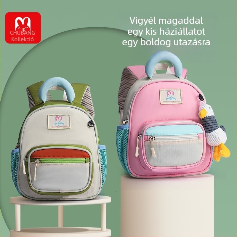 Initial List Színes blokkokkal rendelkező gyerek hátizsák, aranyos dizájn óvodába és előkészítőbe, elvesztés elleni védelem